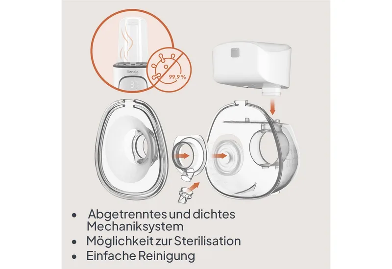 Fidi Free Lumi - Elektrische borstkolf - 2 werkingsstanden - massagefunctie - 9 versstelbare niveaus van kracht - 6 verschillende maten van siliconen - capaciteit van 180 ml - energiebesparend - stille werking - timer by Lionelo in White – product photo 4 of 5