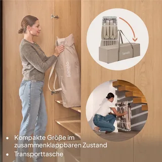 Florence Easy Fold - Grondbox / Baby Box – Zeer Snel Inklapbaar – 150x180 cm – voor Thuis en Tuin – 0-48 maanden – Veilige kinderbox – Draagtas – Compact na Inklappen – Speelbox met Ademend Gaas – 2 Zij-ingangen met rits von Lionelo in Beige – Produktfoto 4 von 4