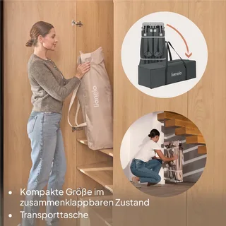 Florence Easy Fold Grondbox / Baby Box – Zeer Snel Inklapbaar – 150x180 cm – voor Thuis en Tuin – 0-48 maanden – Veilige kinderbox – Draagtas – Compact na Inklappen – Speelbox met Ademend Gaas – 2 Zij-ingangen met rits by Lionelo in Grey – product photo 3 of 4