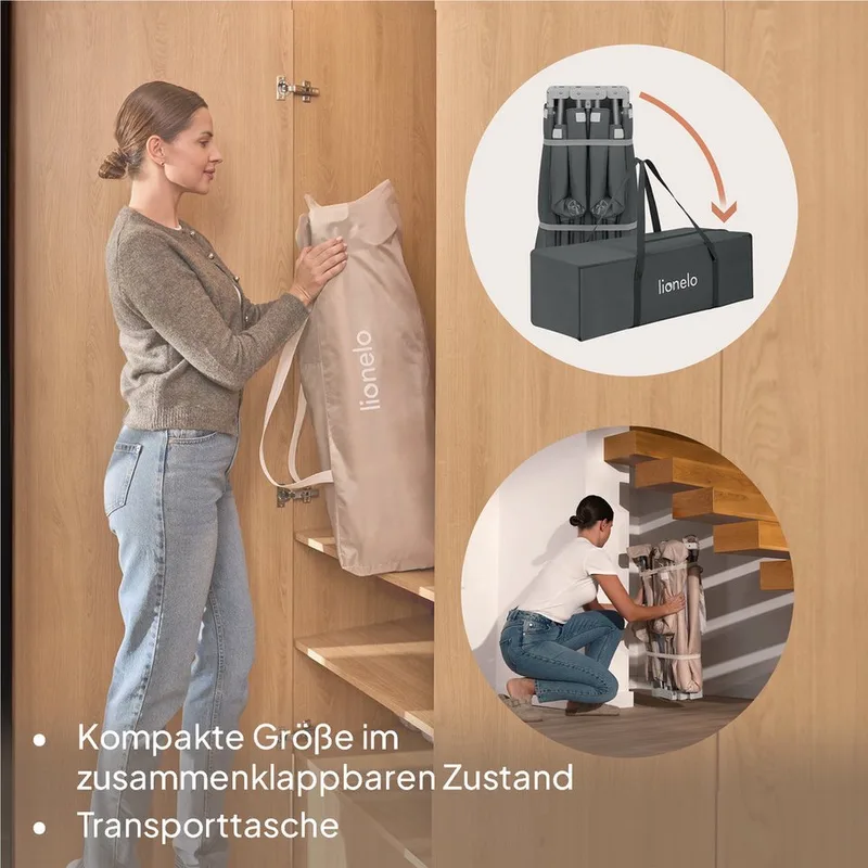Florence Easy Fold Grondbox / Baby Box – Zeer Snel Inklapbaar – 150x180 cm – voor Thuis en Tuin – 0-48 maanden – Veilige kinderbox – Draagtas – Compact na Inklappen – Speelbox met Ademend Gaas – 2 Zij-ingangen met rits by Lionelo in Grey – product photo 3 of 4