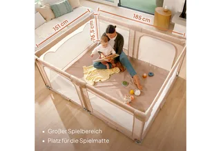 Florence Easy Fold Grondbox / Baby Box – Zeer Snel Inklapbaar – 150x180 cm – voor Thuis en Tuin – 0-48 maanden – Veilige kinderbox – Draagtas – Compact na Inklappen – Speelbox met Ademend Gaas – 2 Zij-ingangen met rits by Lionelo in Grey – product photo 4 of 4