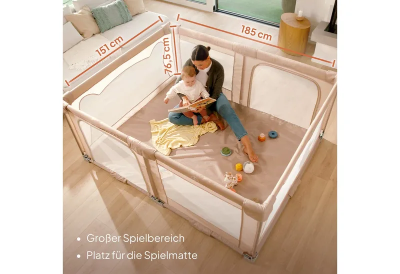 Florence Easy Fold Grondbox / Baby Box – Zeer Snel Inklapbaar – 150x180 cm – voor Thuis en Tuin – 0-48 maanden – Veilige kinderbox – Draagtas – Compact na Inklappen – Speelbox met Ademend Gaas – 2 Zij-ingangen met rits by Lionelo in Grey – product photo 4 of 4