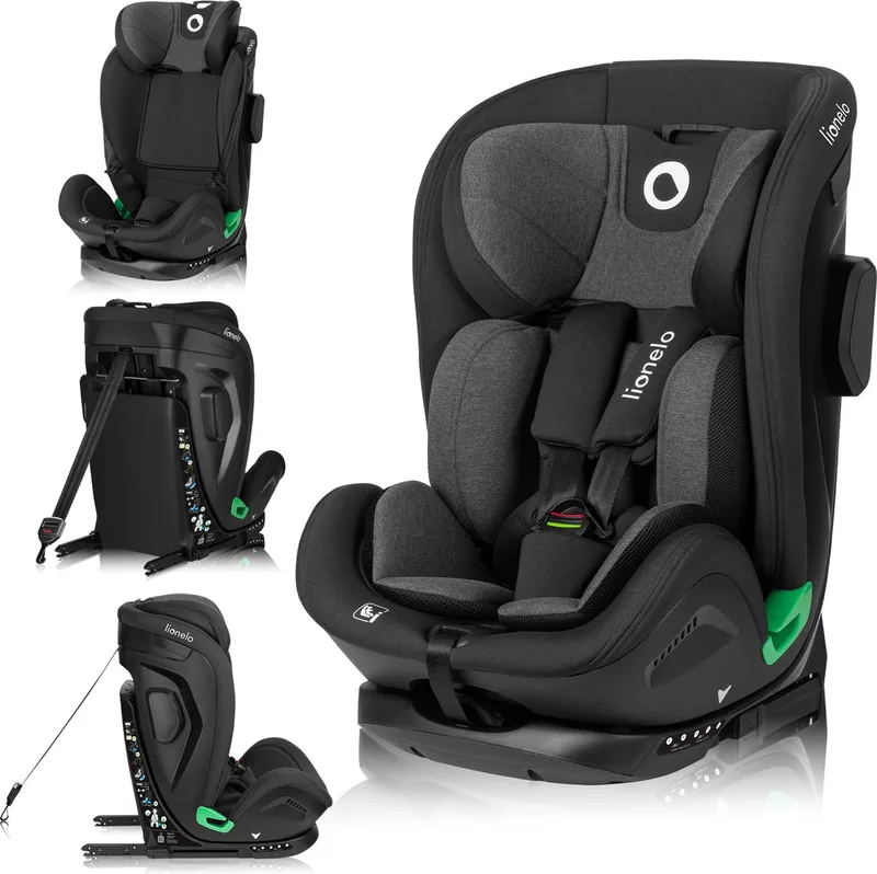 Harper i-Size - Autostoel - 9 tot 36 kg (1,5-12 jaar / Groep 1 2 3 / 76-150 cm) - met ISOFIX - Krachtige Zijbescherming – Interne Gordels tot 125 cm (ca. 6 jaar) – Geventileerde Stoelschaal Autostoeltje - Universele Pasvorm voor elke Auto by Lionelo in Zwart – product photo