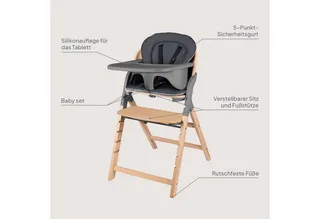Hochstuhl MEGAN (Sitzkissen + Tablett), 3in1/mitwachsend/bis 110kg belastbar/werkzeuglos verstellbar by Lionelo in Grey – product photo 2 of 5