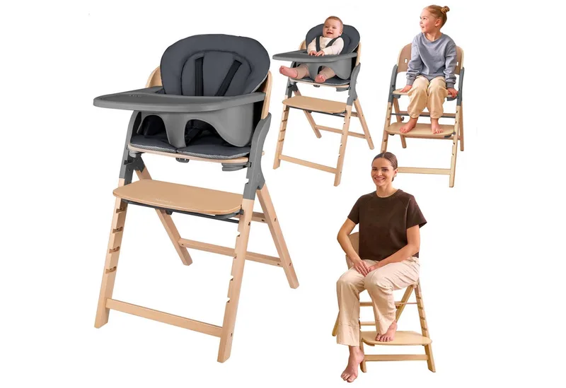 Hochstuhl MEGAN (Sitzkissen + Tablett), 3in1/mitwachsend/bis 110kg belastbar/werkzeuglos verstellbar de Lionelo en Grau – photo produit
