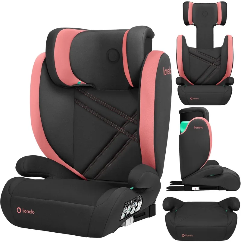 Hugo i-Size – Autostoel – 100-150 cm – ISOFIX & Gordel – Verstelbare Hoofdsteun – Geavanceerde Zijbescherming – Memory Foam – Wasbare Bekleding – Groeit Mee – Comfortabele Zitting – i-Size Norm R129 de Lionelo en Zwart – photo produit