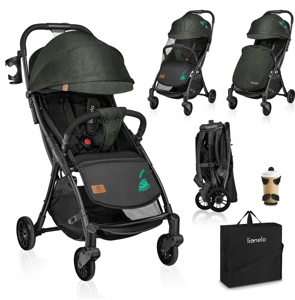 Julie One buggy, lichtgewicht, vliegreis, met accessoires fra Lionelo – produktbillede