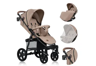 Kinder-Buggy ANNET PLUS, Fußdecke, großer Korb, ab 0 bis 36 Monate von Lionelo in Beige – Produktfoto 1 von 3