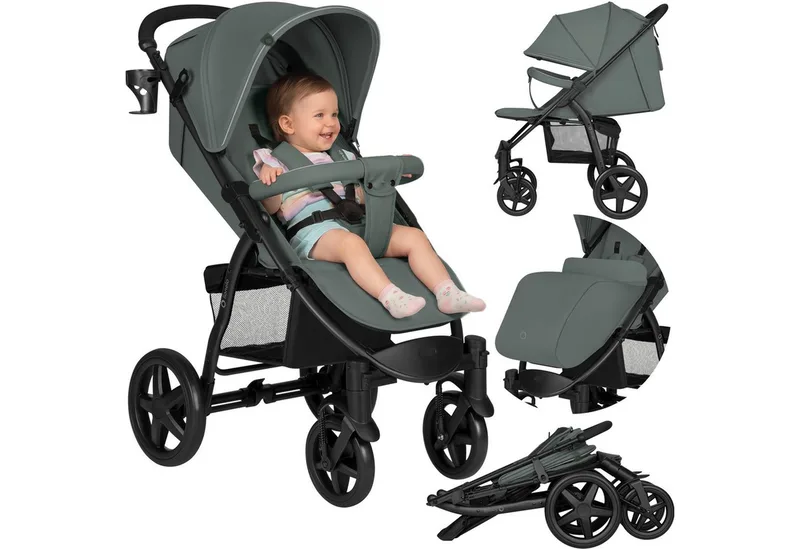 Kinder-Buggy ANNET PLUS, Fußdecke, großer Korb, ab 0 bis 36 Monate van Lionelo in Grün – productfoto