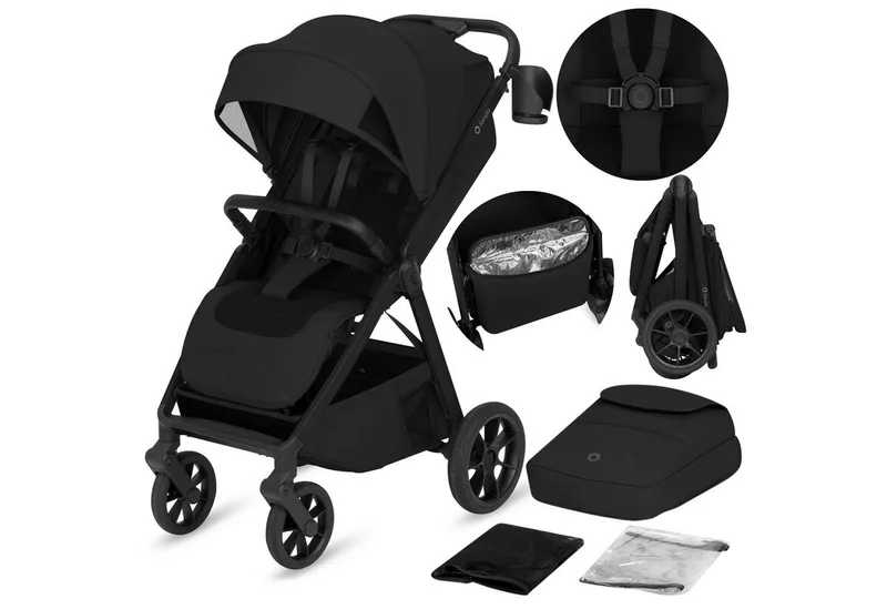 Kinder-Buggy BETT, (Set), Dri-Seat/ThermBag/inGrip/Click&Ride/XXL-Verdeck UPF50+ fra Lionelo i Sort – produktbillede
