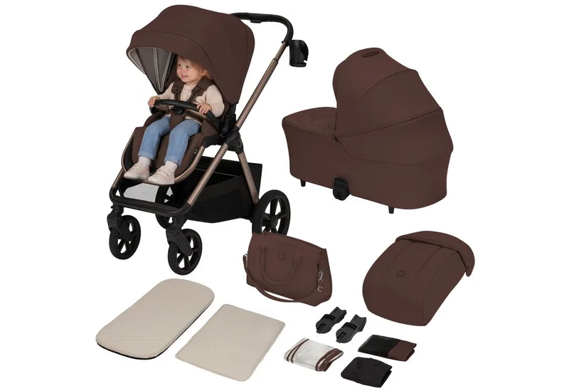 Kinder-Buggy CARMINE 2IN1, (Set), 2in1/GravelTech/Anti-Reflux/AiryDots/UPF50+ van Lionelo in Brown Chocolate – productfoto