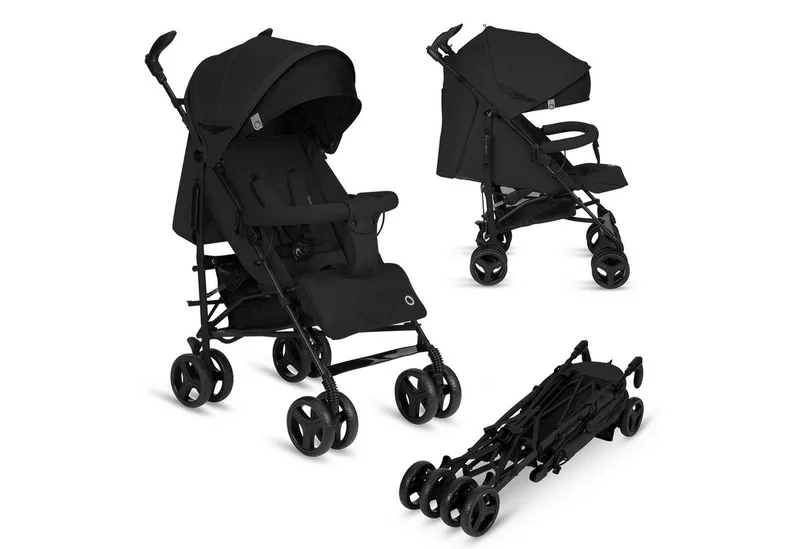 Kinder-Buggy IRMA, (Set), Leichtbauweise/360°-Griffe/XXL-Verdeck/einfach faltbar från Lionelo i Schwarz – produktbild
