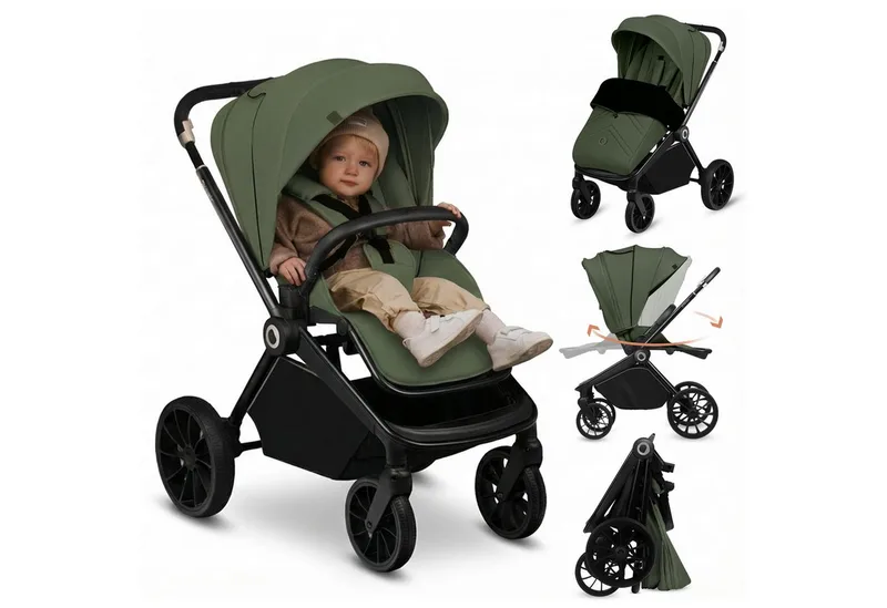 Kinder-Buggy MIKA PLUS, (Set), XXL-Verdeck/UPF50+/Mit Belüftungssystem by Lionelo in Grün – product photo