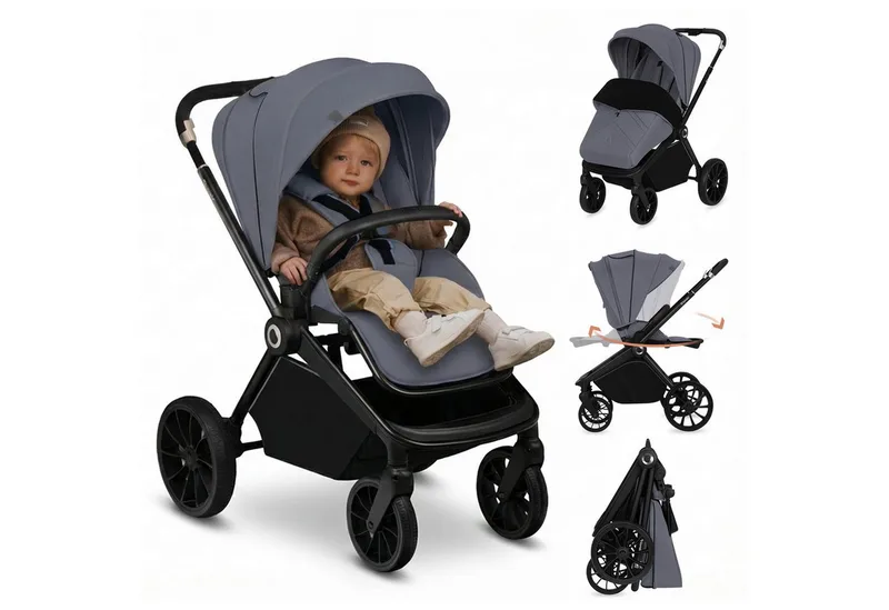 Kinder-Buggy MIKA PLUS, (Set), XXL-Verdeck/UPF50+/Mit Belüftungssystem by Lionelo in Grau – product photo