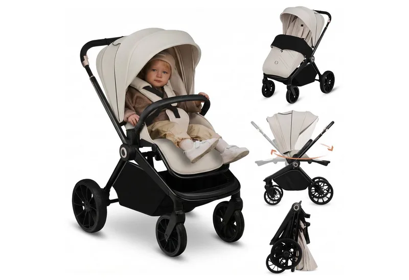Kinder-Buggy MIKA PLUS, (Set), XXL-Verdeck/UPF50+/Mit Belüftungssystem von Lionelo in Beige, Gold – Produktfoto