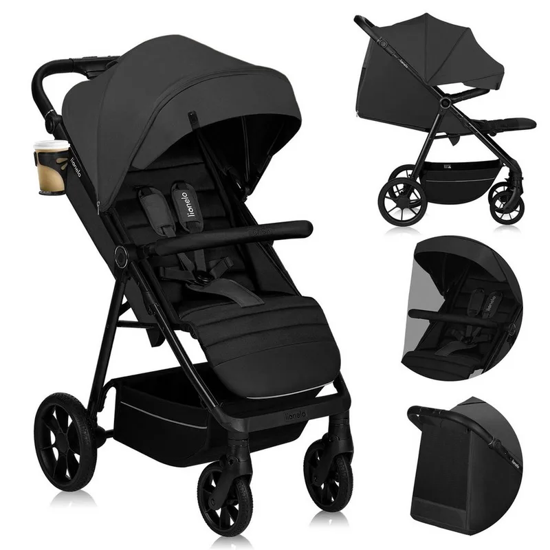 Kinder-Buggy MIRRA, (Set), PU-Allterrainräder/UPF50+/92cmLiegefläche/verstellbarerGriff van Lionelo in Grau – productfoto