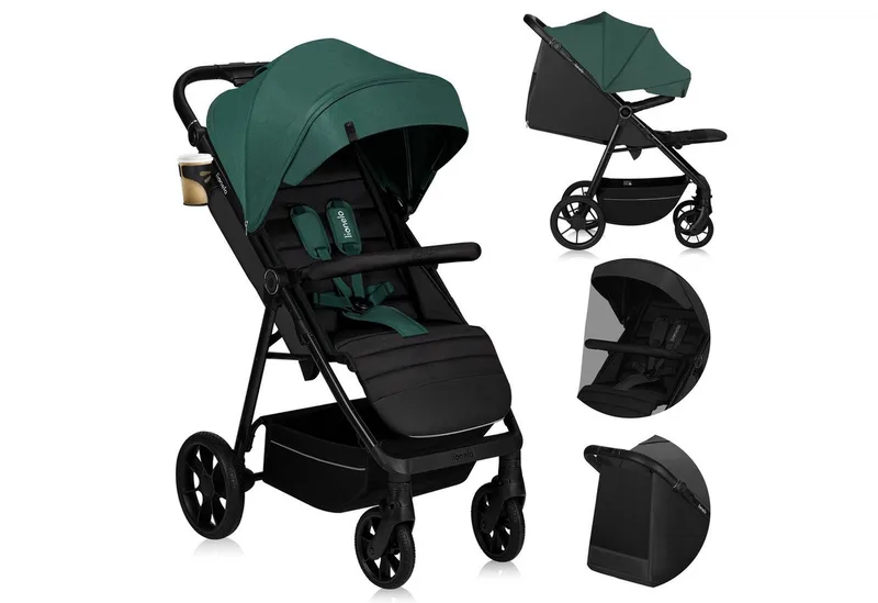 Kinder-Buggy MIRRA, (Set), PU-Allterrainräder/UPF50+/92cmLiegefläche/verstellbarerGriff van Lionelo in Grün – productfoto