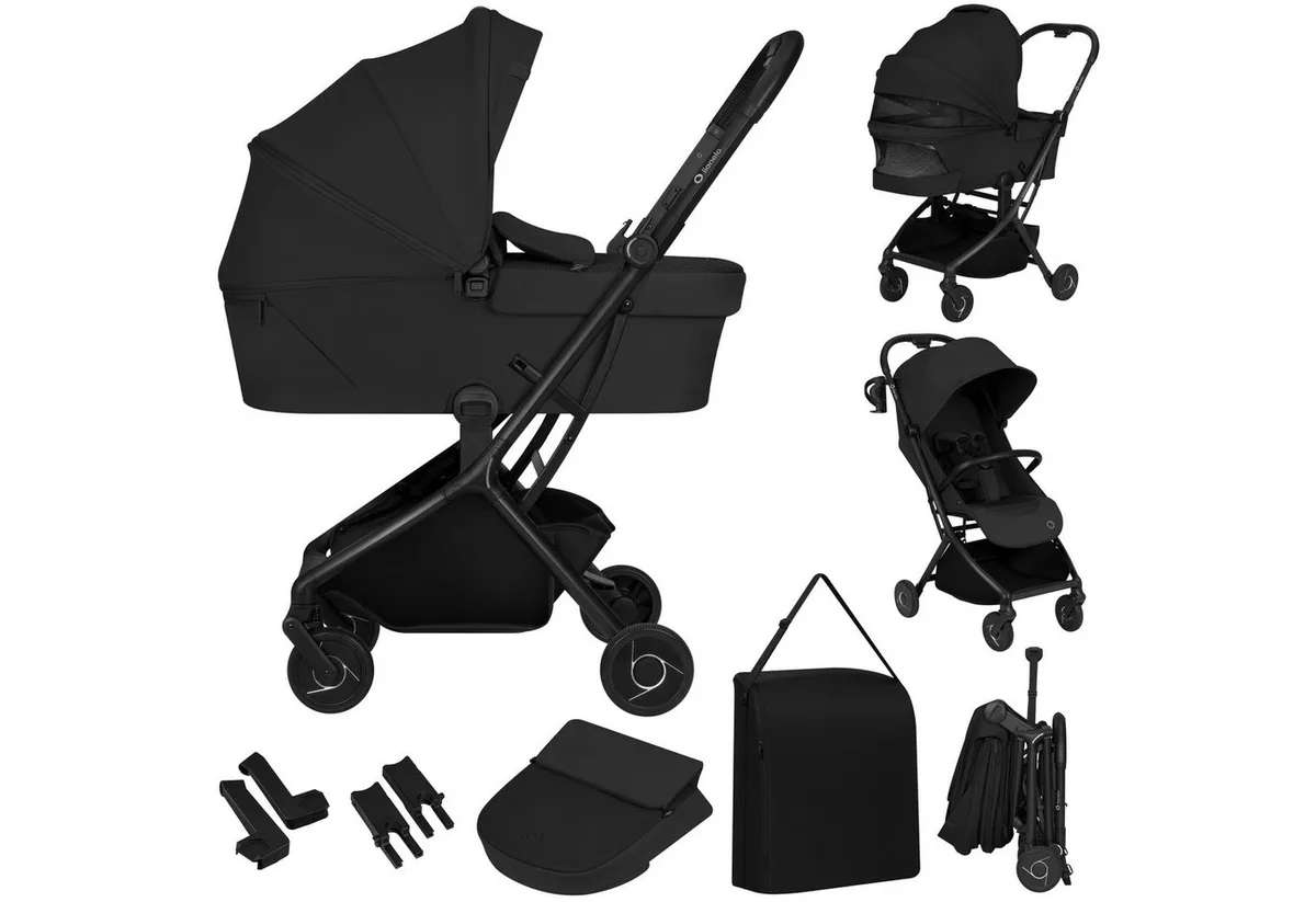 Buggy SIA FLEX, set, 2-in-1, opvouwbare reiswieg, AiryDots, inGrip, Click&Ride van Lionelo in Groen – productfoto