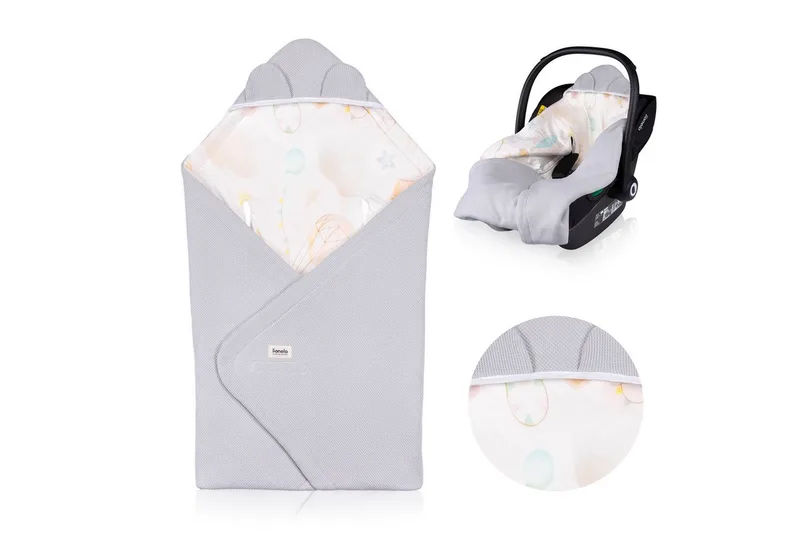 Kinderdecke TRAVEL SWADDLE BLANKET, lionelo, Hypoallergene Materialien/Bambus und Baumwolle/TOG 2,5 by Lionelo in Grey – product photo 1 of 5
