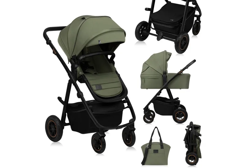 Kombi-Kinderwagen AMBER PLUS 2IN1, (Set 2in1 oder 3in1), 2-in-1-System / Babywanne & Buggy / Von Geburt bis 4 Jahre van Lionelo in Grün – productfoto