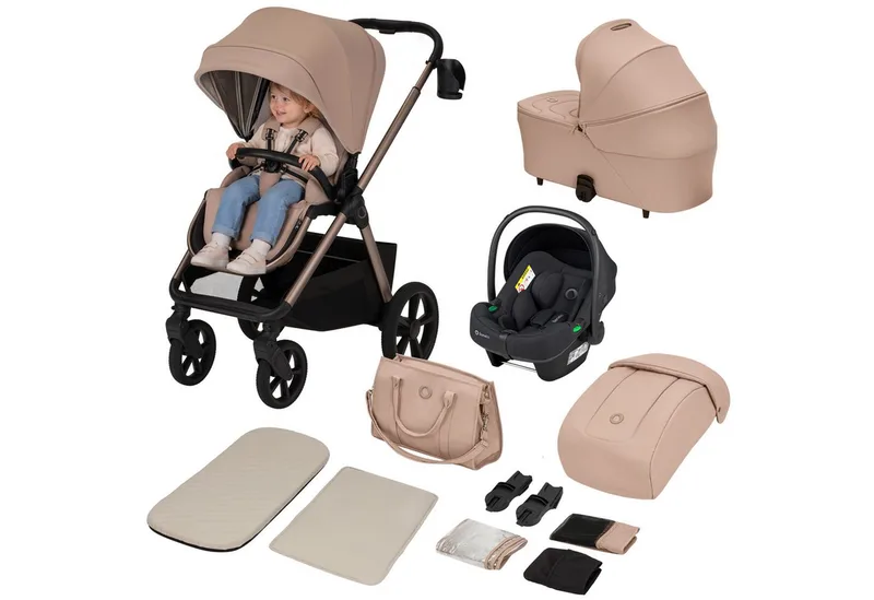 Kombi-Kinderwagen CARMINE 3IN1, (Set), 3in1/GravelTech/Anti-Reflux/AiryDots/UPF50+ van Lionelo in Beige – productfoto