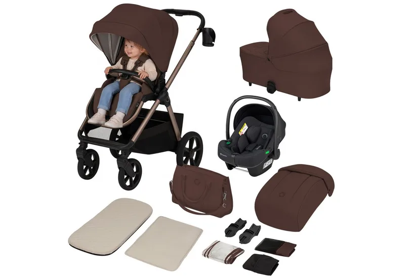 Kombi-Kinderwagen CARMINE 3IN1, (Set), 3in1/GravelTech/Anti-Reflux/AiryDots/UPF50+ van Lionelo in Braun – productfoto