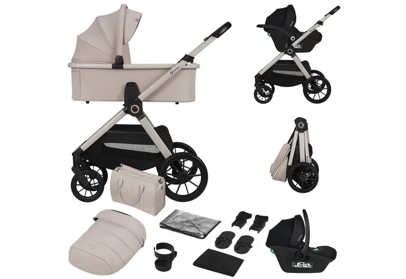 Kombi-Kinderwagen LAYLA 3IN1, (Set), 3D-Panoramabelüftung/ XXL-Sitz/ komfortable Federung van Lionelo in Beige – productfoto