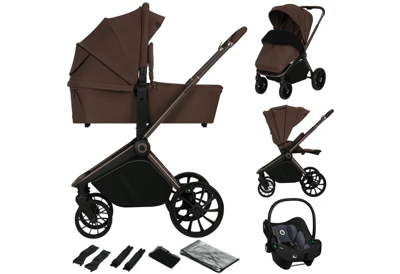 Kombi-Kinderwagen MIKA PLUS 3IN1, (Set), 3in1 Set mit Astrid i-size/XXL-Verdeck/Komfortable Dämpfung de Lionelo en Braun – photo produit