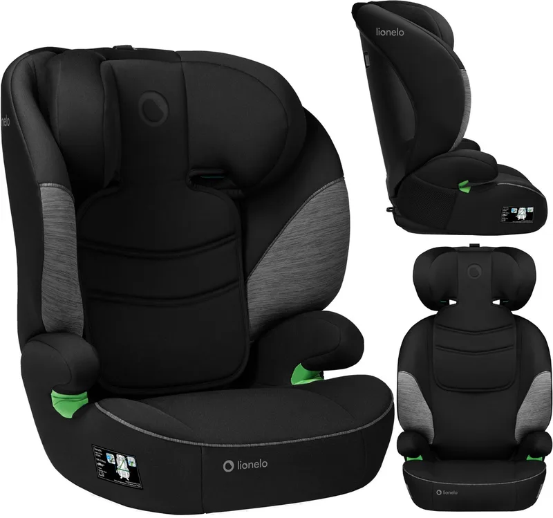 Lars i-Size Autostoeltje 100-150 cm – Autostoel Groep 2/3 – Voorwaarts (FWF) – Memory Foam Hoofdsteun – 10 Verstelbare Hoogtestanden – Brede Comfortzitting – Wasbare Bekleding – Past in Elke Auto by Lionelo in Zwart – product photo