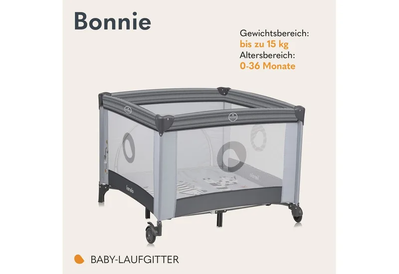 Laufgitter BONNIE (Set), Große Fläche, Seiteneingang, leicht klappbar, Transporttasche von Lionelo in Grau – Produktfoto 2 von 5