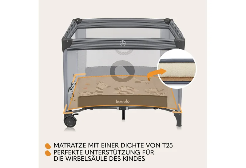 Laufgitter BONNIE (Set), Große Fläche, Seiteneingang, leicht klappbar, Transporttasche von Lionelo in Grau – Produktfoto 4 von 5