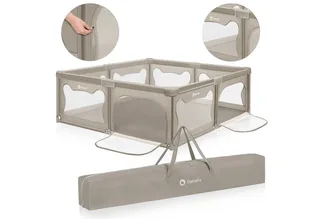 Laufgitter WILLOW XL (Set), sehr große Spielfläche, 2 abschließbare Seiteneingänge von Lionelo in Beige – Produktfoto 1 von 3
