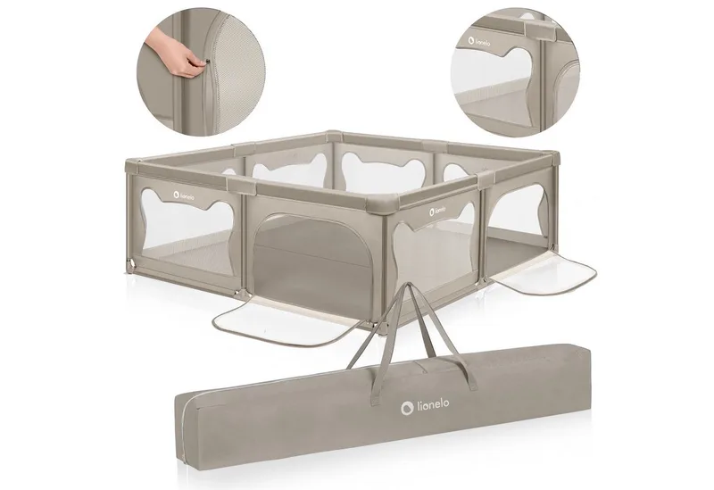 Laufgitter WILLOW XL (Set), sehr große Spielfläche, 2 abschließbare Seiteneingänge by Lionelo in Beige – product photo