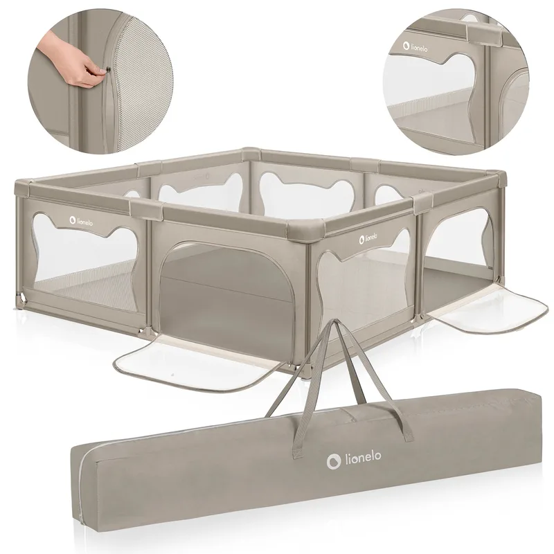 Laufgitter WILLOW XL (Set), sehr große Spielfläche, 2 abschließbare Seiteneingänge von Lionelo in Beige – Produktfoto 2 von 3