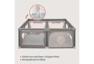Laufgitter WILLOW XL (Set), sehr große Spielfläche, 2 abschließbare Seiteneingänge von Lionelo in Grau – Produktfoto 5 von 5