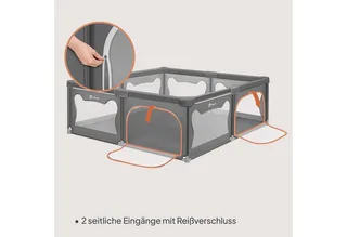 Laufgitter WILLOW XL (Set), sehr große Spielfläche, 2 abschließbare Seiteneingänge von Lionelo in Grau – Produktfoto 4 von 5