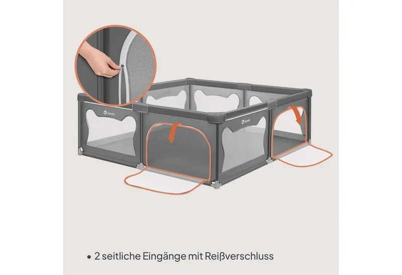 Laufgitter WILLOW XL (Set), sehr große Spielfläche, 2 abschließbare Seiteneingänge von Lionelo in Grau – Produktfoto 4 von 5