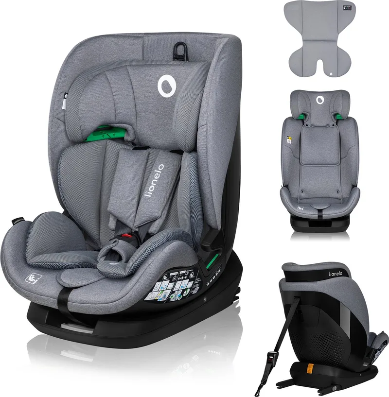 Lavender i-Size Autostoel 76-150 cm – Groep 1/2/3 (9-36 kg, 1,5-12 Jaar) – ISOFIX & Top Tether – 5 Ligposities – 13-Standen Hoofdsteun – SideProtect – Stalen Versterking – Ventilatie by Lionelo in Grijs – product photo