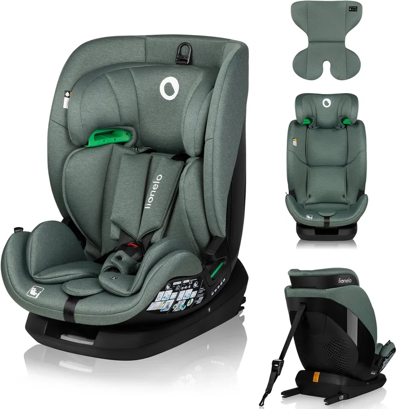 Lavender i-Size Baby Autostoeltje - 9 tot 36 kg (1,5-12 jaar / Groep 1 2 3 / 76-150 cm) - Autostoel met ISOFIX - Hoge Versterkte Zijbescherming - Ventilatie – Stalen Versterkin - Installatie-indicatoren - ATEST de Lionelo en Groen – photo produit