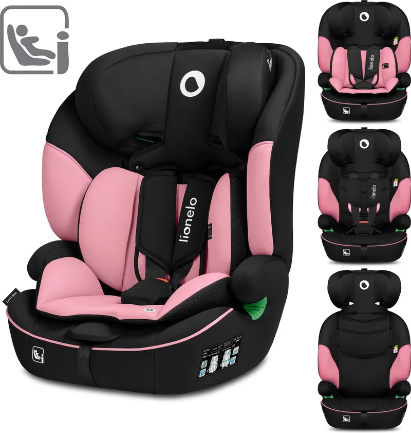 Levi i-Size Autostoel 76-150 cm (9-36 kg) – Groep 1/2/3 – Voorwaarts gericht – 5-puntsgordel – Verstelbare hoofdsteun – Memory Foam – Dri-Seat – ECE R129/03 by Lionelo in Roze – product photo