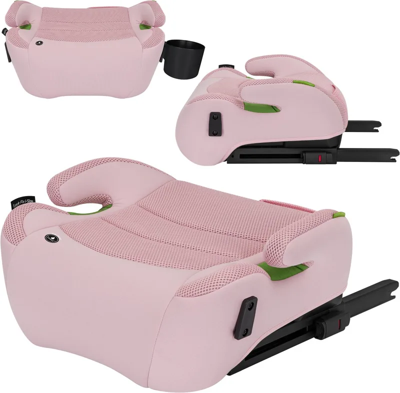 Luuk FIX i-Size – Zitverhoger – ISOFIX – Autostoel Booster – 22-36 kg, 125-150 cm – Voorwaarts Gericht – i-Size R129/04 – Brede Zitting met Dri-Seat & EPE-schuim – Armleuningen by Lionelo in Roze – product photo