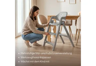 Matt 3in1 Kinderstoel - Meegroeiende Kinderstoel van 6 Maanden tot 110 kg - Opvouwbaar - Verstelbare Zitting & Voetensteun - 5-Puntsgordel - Afneembare Tray - Compact Design - Kinderstoel voor Baby, Kind & Volwassene von Lionelo in Grau – Produktfoto 4 von 5