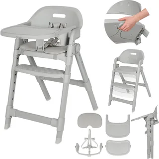 Matt 3in1 Kinderstoel - Meegroeiende Kinderstoel van 6 Maanden tot 110 kg - Opvouwbaar - Verstelbare Zitting & Voetensteun - 5-Puntsgordel - Afneembare Tray - Compact Design - Kinderstoel voor Baby, Kind & Volwassene von Lionelo in Grau – Produktfoto 1 von 5