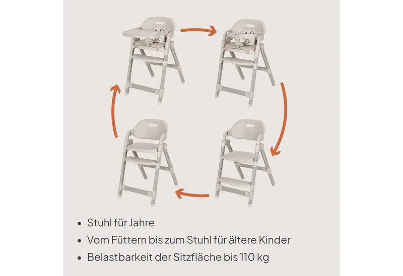 Matt Kinderstoel 3in1 – Meegroeiende Eetstoel van 6 Maanden tot 110 kg – Opvouwbaar – Verstelbare Zitting & Voetensteun – 5-Puntsgordel – Afneembare Tray – Compact Design – Kinderstoel voor Baby, Kind en Volwassene by Lionelo in Beige – product photo 3 of 5