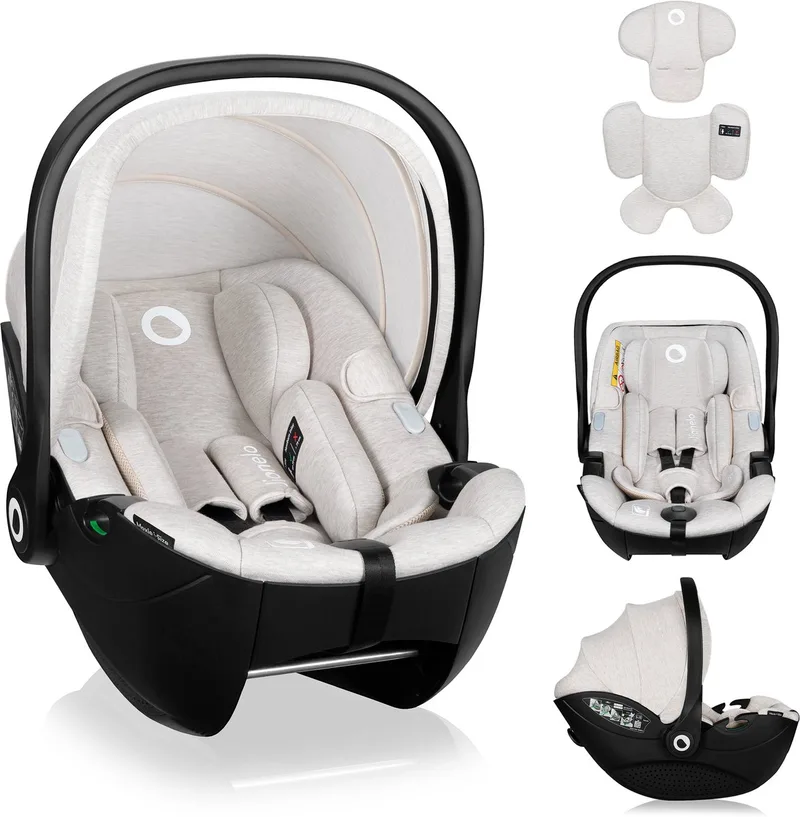 Moxie i-Size Baby Autostoeltje & Draagstoel 40-87 cm – Vanaf Geboorte – Achterwaarts (RWF) – ISOFIX Compatibel – Memory Foam – Bamboe Stof – Dri-Seat – Magnetische Gordels – Verstelbare Hoofdsteun van Lionelo in Beige – productfoto