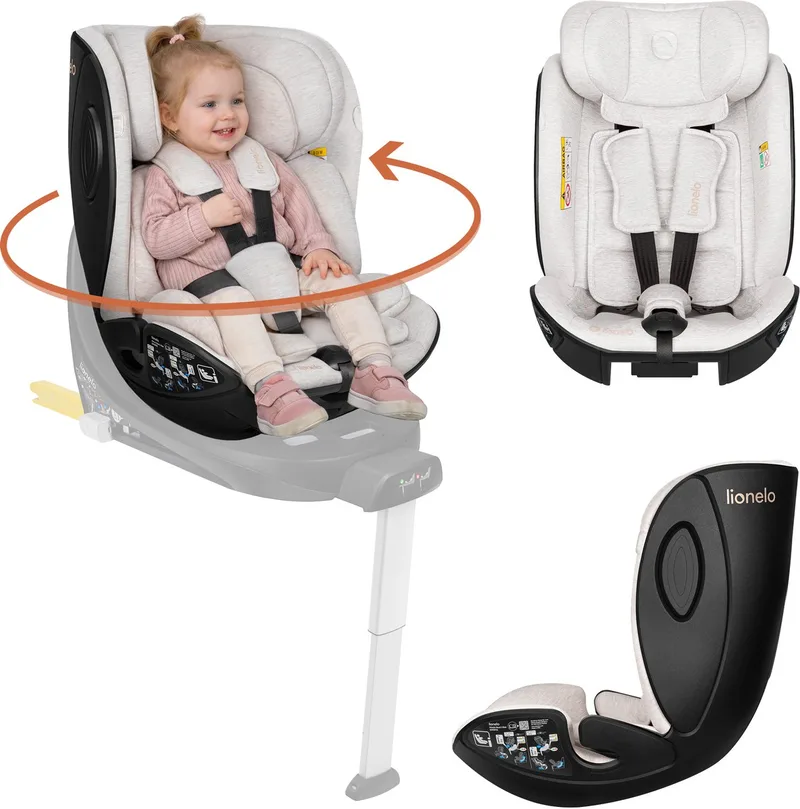 Moxie Next i-Size Autostoel 40–105 cm (0–4 jaar) – Modulair Moxie-systeem – RWF/FWF – 5-standen rugleuning – 8-voudige hoofdsteun – Bamboestof bekleding – SIP zijbescherming – Ventilatie – i-Size gecertificeerd de Lionelo en Beige – photo produit