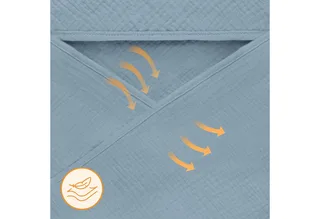 Muslin Hooded Baby Towel – Zachte Babyhanddoek met Capuchon van 100% Katoenen Mousseline – Zachte Badcape met Capuchon – Ademend, Hypoallergeen & Irritatievrij – Uitstekende Absorptie – Voor Pasgeborenen & Oudere Kinderen – 75x75 cm de Lionelo en Gris – photo produit 3 sur 5