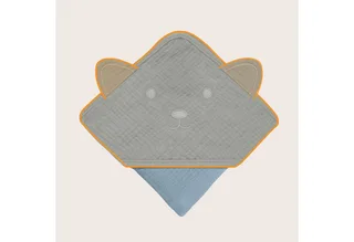 Muslin Hooded Baby Towel – Zachte Babyhanddoek met Capuchon van 100% Katoenen Mousseline – Zachte Badcape met Capuchon – Ademend, Hypoallergeen & Irritatievrij – Uitstekende Absorptie – Voor Pasgeborenen & Oudere Kinderen – 75x75 cm de Lionelo en Gris – photo produit 4 sur 5