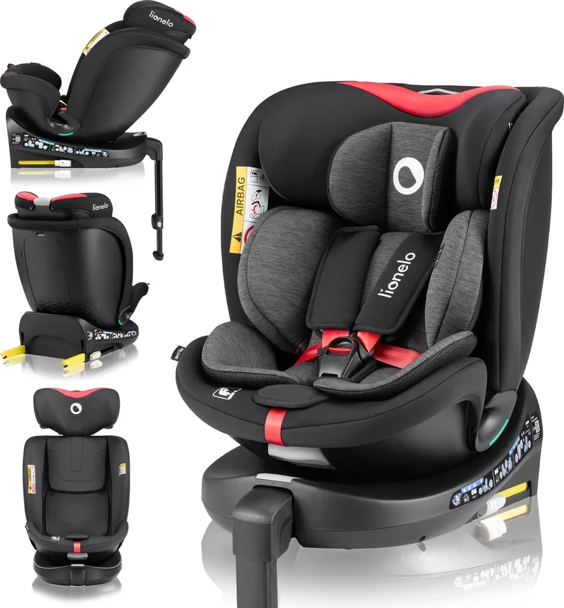 Navy i-Size 360° Draaibare Autostoel - ISOFIX - 40-150 cm - RWF & FWF - Achterwaarts tot 105 cm - Verstelbare Rugleuning - Dri-Seat - R129 i-Size de Lionelo en Zwart – photo produit