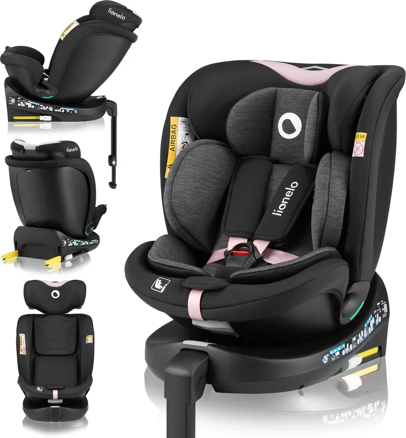 Navy i-Size Autostoel 40-150 cm - 360° Draaibaar - ISOFIX - RWF & FWF - Achterwaarts tot 105 cm - Verstelbare Rugleuning - Dri-Seat Ventilatie - R129 Goedgekeurd by Lionelo in Zwart – product photo